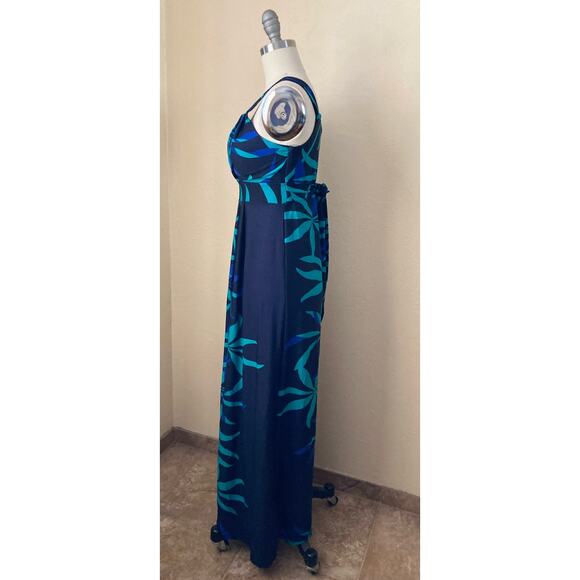 NWD New Woman Designs Women's Dress Size M Maxi Blue Green Floral Sleeveless - Picture 4 of 7